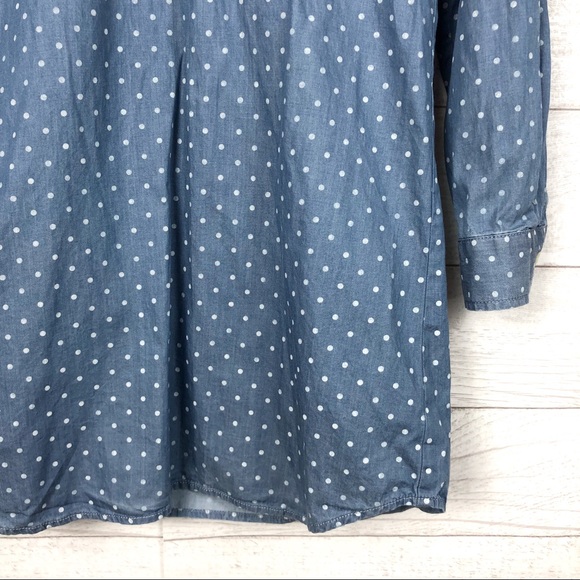 LOFT Jean Polkadot Tired Button Down Cotton Dress - Picture 5 of 8